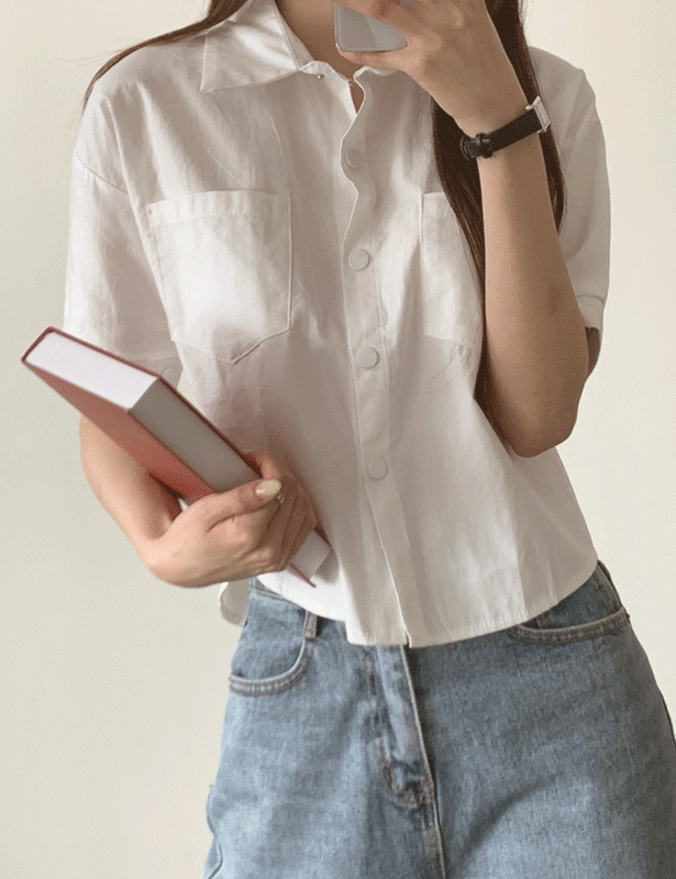 [데일리/여름색감] 깔끔한 기본핏, 데일리 카라 스냅단추 반팔셔츠 (5color)