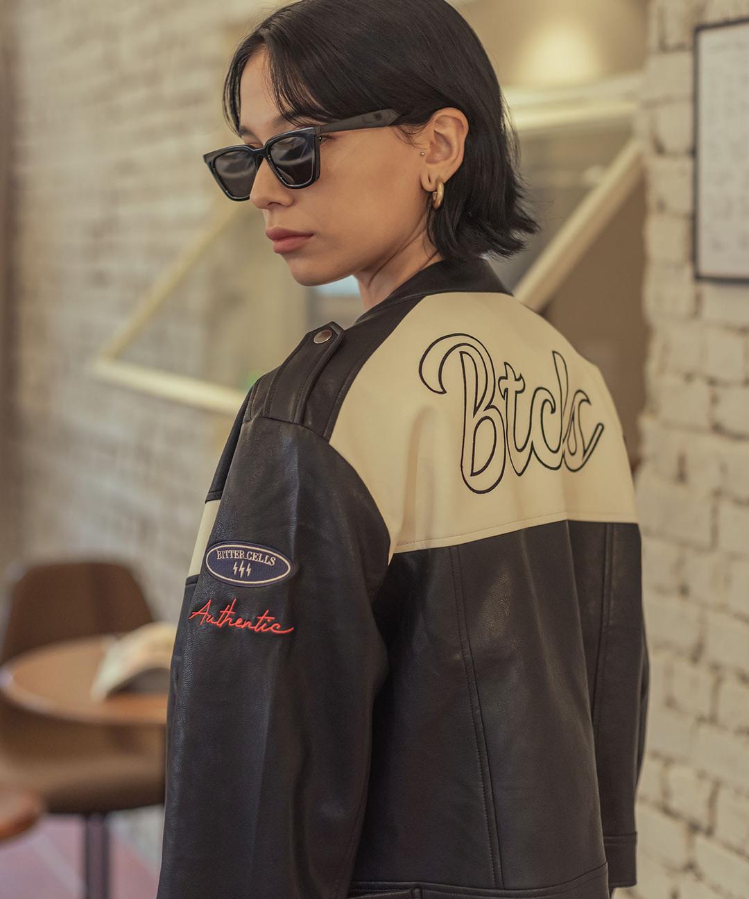 [제니,지젤 착용]Eco Leather Lacing Jacket-Black