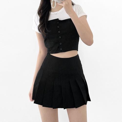 [셋업]스트라이프 튜브 탑