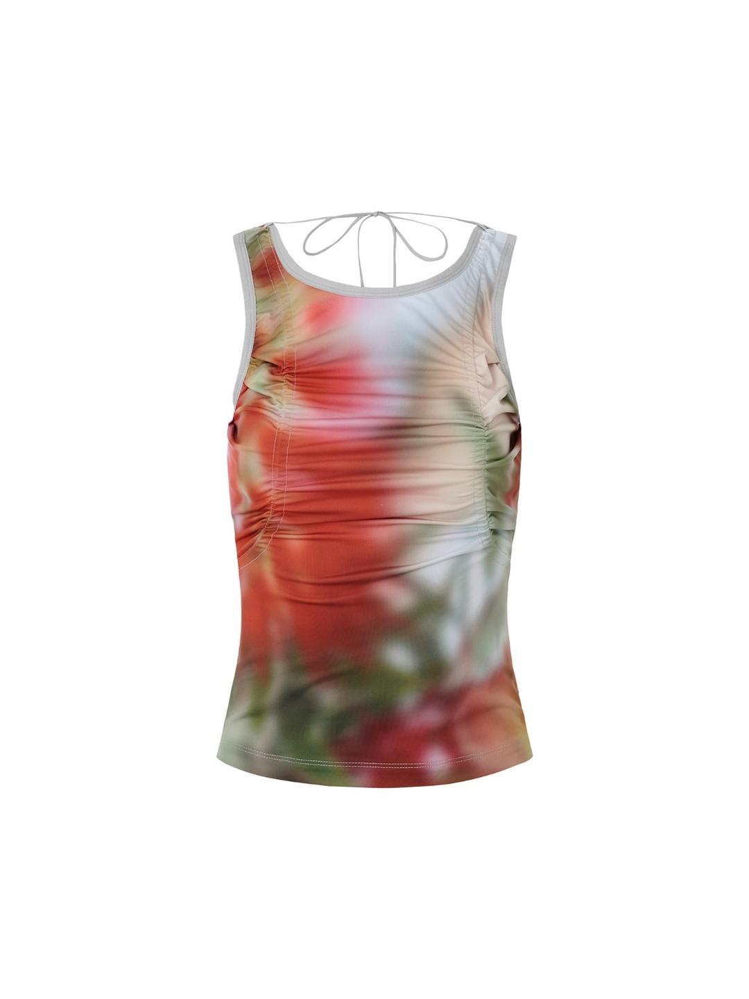 Shirring Backless Sleeveless Multi