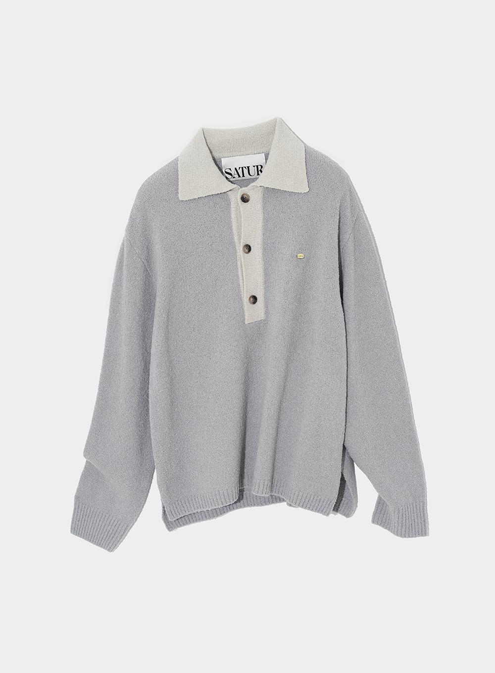 [8/19 출고] Napoli Wool Boucle Polo Knit - Organic Gray