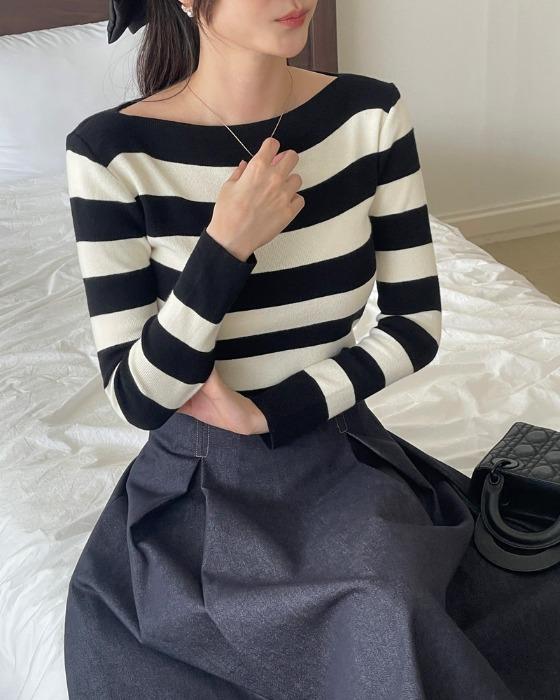 소피아 단가라 보트넥 니트