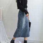 [주문폭주] 하이웨스트 데님 롱스커트 청치마 중청