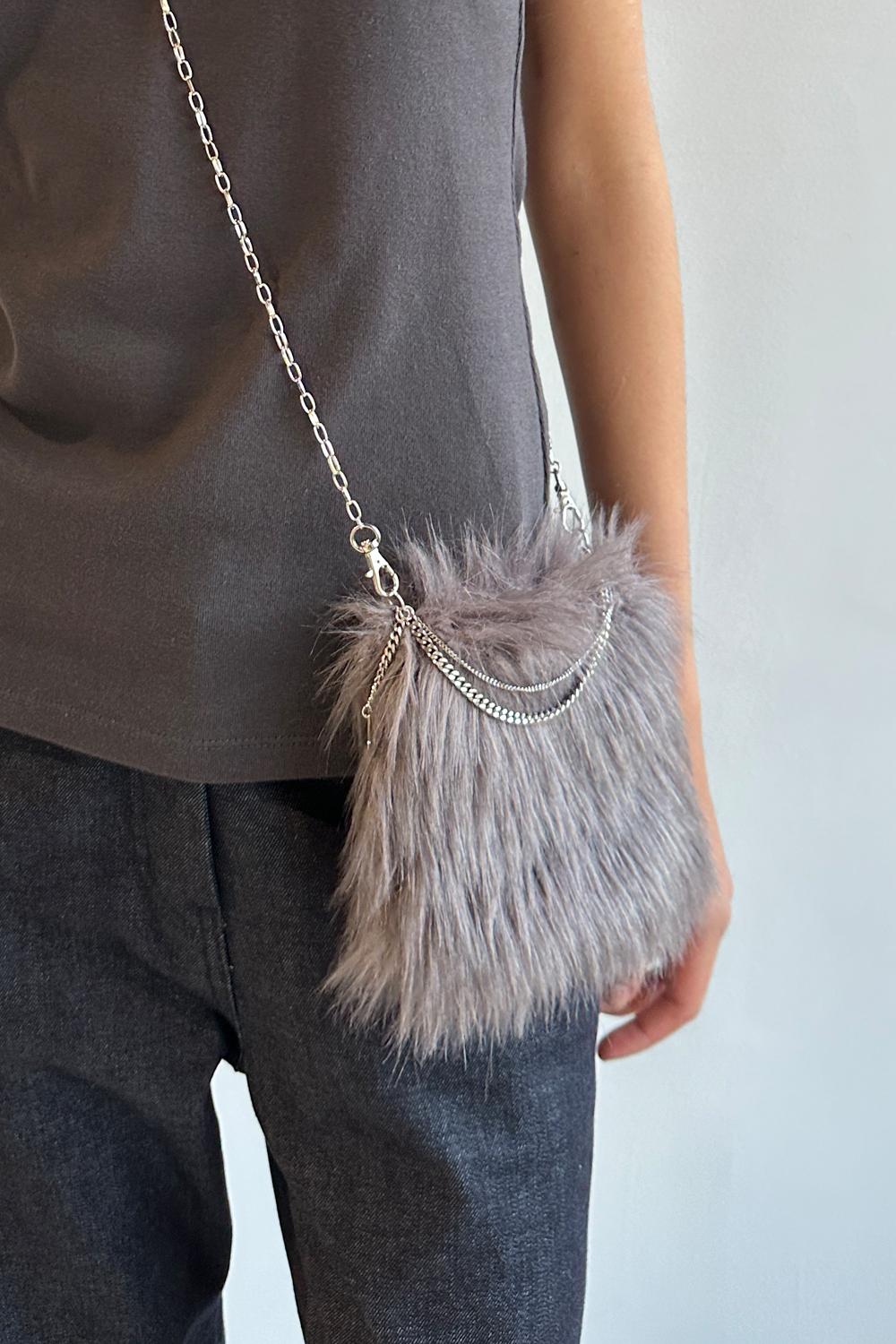 FUR MINI BAG_GREYISH PURPLE