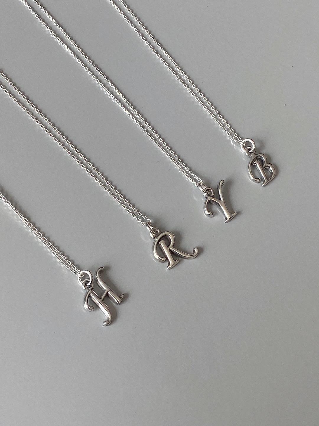 (925silver) Antique initial necklace (A~Z)