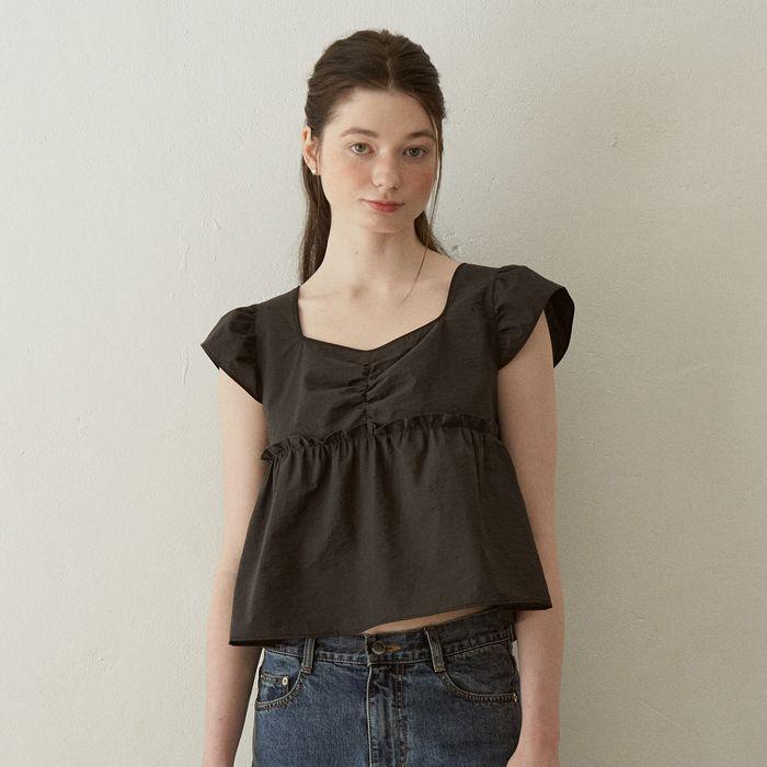 [4차 재입고] Blossom Ribbon Crop Top (Black)