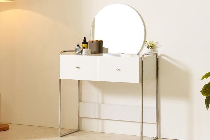 코브 스틸 화장대 800 거실 침실 사이드테이블 원형 거울 화장대서랍장 화장품정리