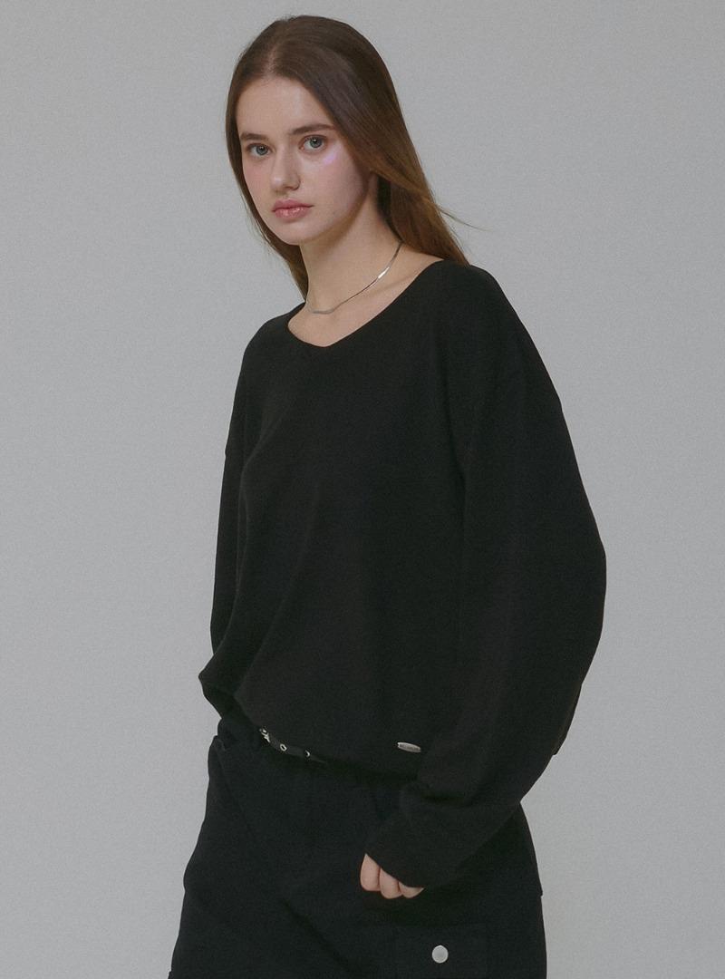 [5609] 제뉴미 베이직 브이넥 니트_블랙