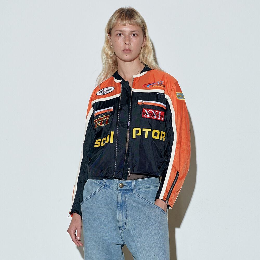 Color Block Motor Jacket Orange/Black