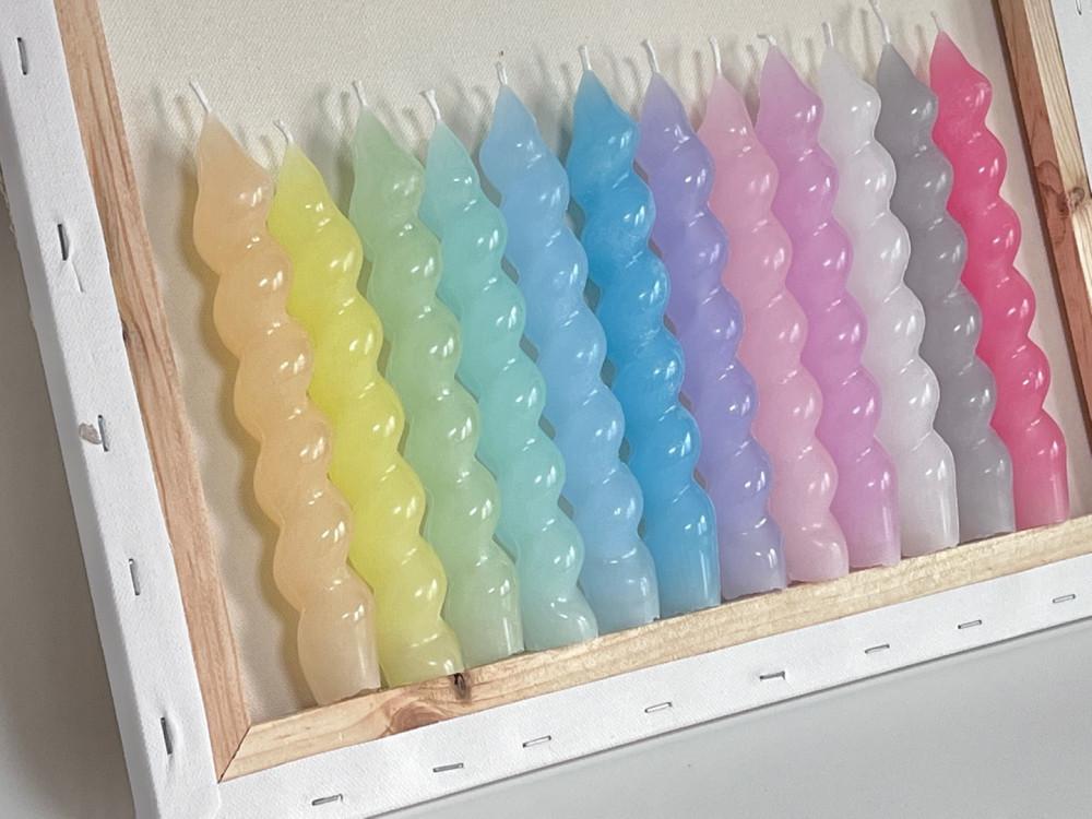 글로시 꽈배기 캔들 (L) 트위스트 꼬임 테이퍼 캔들 12colors / 오브제 홈카페 답례품 신혼집 집들이 생일선물 컴피스튜디오