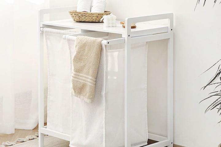 [5% 쿠폰] 대나무 햄퍼 2단 빨래바구니 분리수거함 2colors