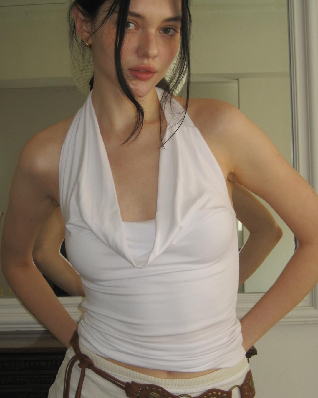 COWL NECK TOP / WHITE