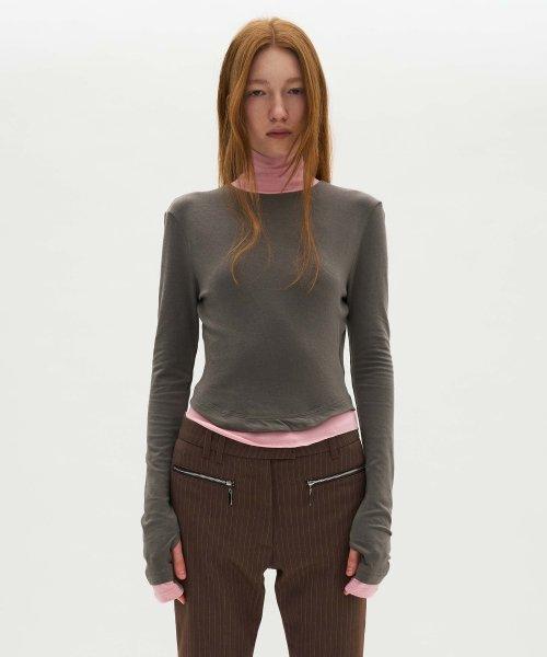 파르티멘토 우먼(PARTIMENTO WOMEN)  더블 레이어드 하이넥 티_그레이 - 사이즈 & 후기 | 무신사