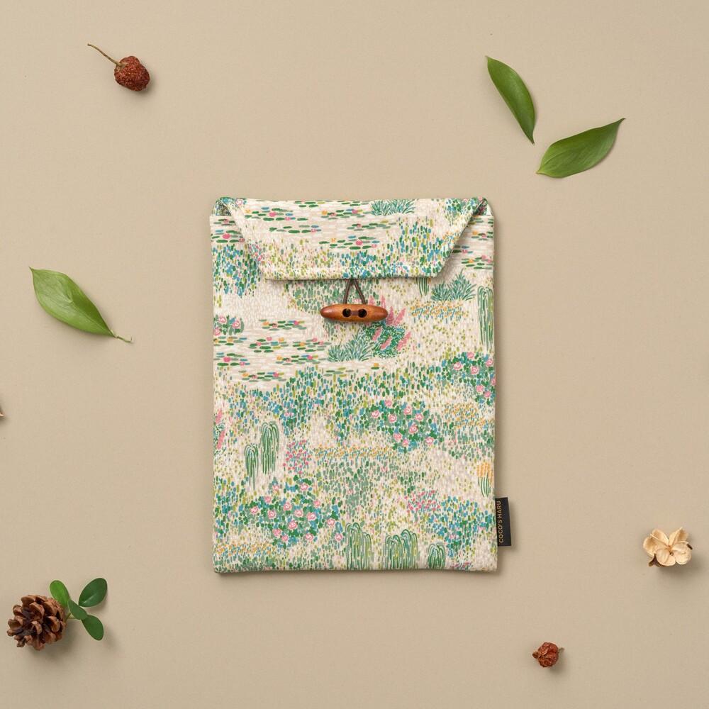 3종 모네 지베르니 북파우치 명화 패브릭 천 사각 책커버 탭 패드 태블릿 면 단추 슬리브