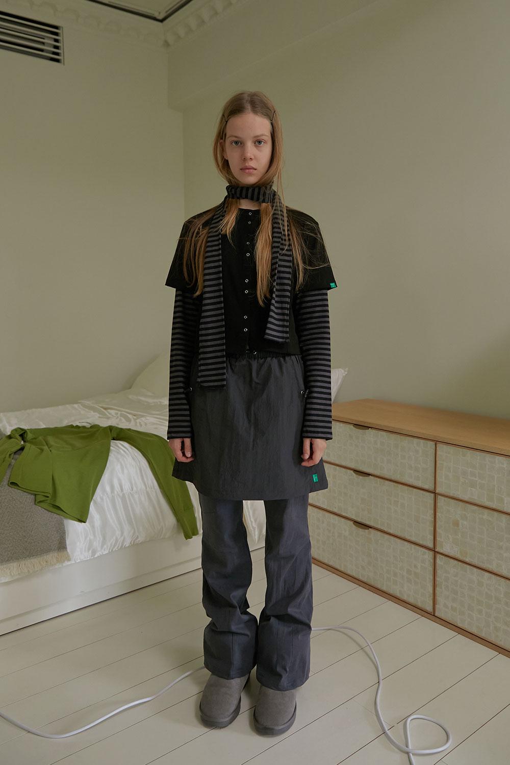 Shirring Skirt+Pants _ Charcoal