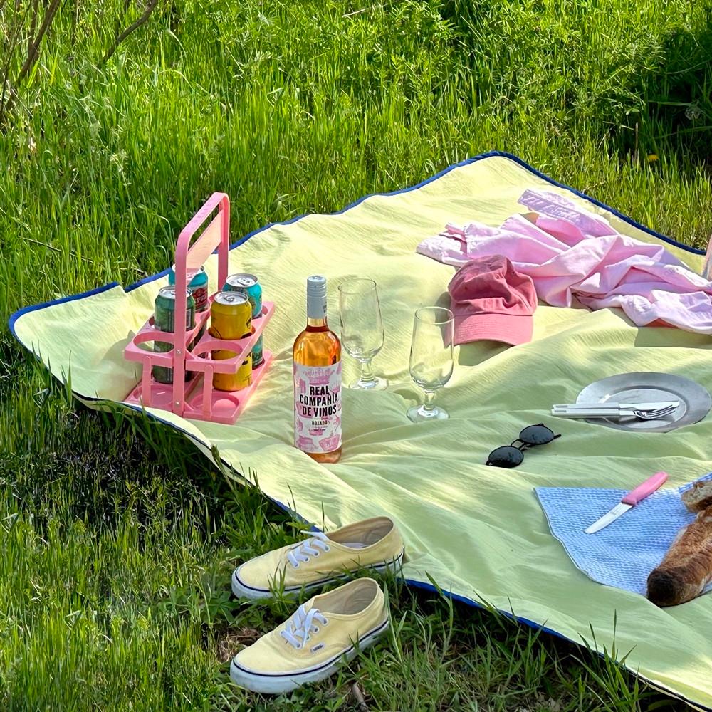 피크닉돗자리 양면방수 휴대용 돗자리 감성 캠핑 가벼운 예쁜 파우치 M 4인 대형 라임