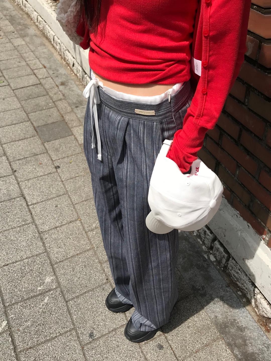 PREFRITT : Coolpis cotton stripe pants [navy]