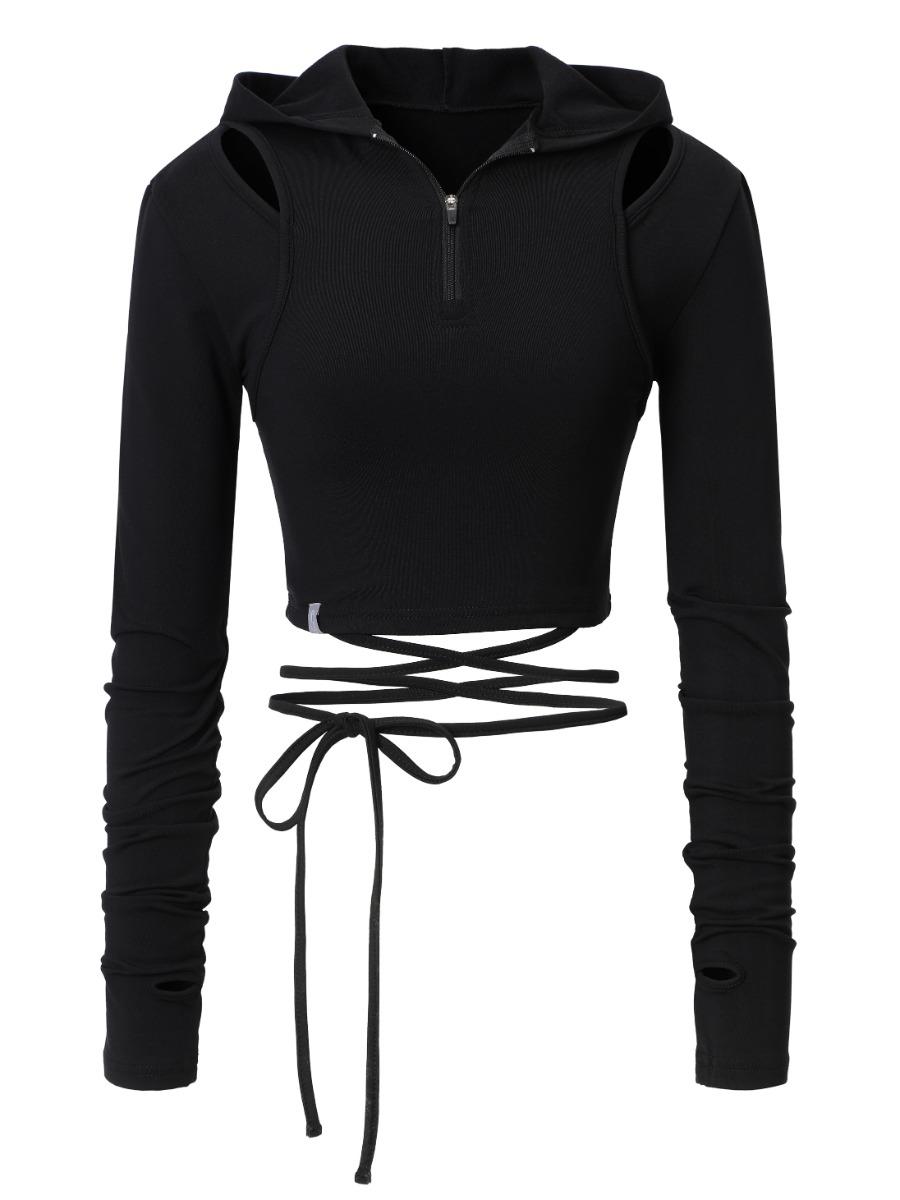 [INEGI MADE] Airy Slit Strap Hoodie (black)