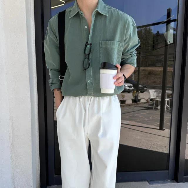 [당일출고][어깨+4cm] 베르 피그먼트 워싱 오버핏 남방 셔츠 (7color)