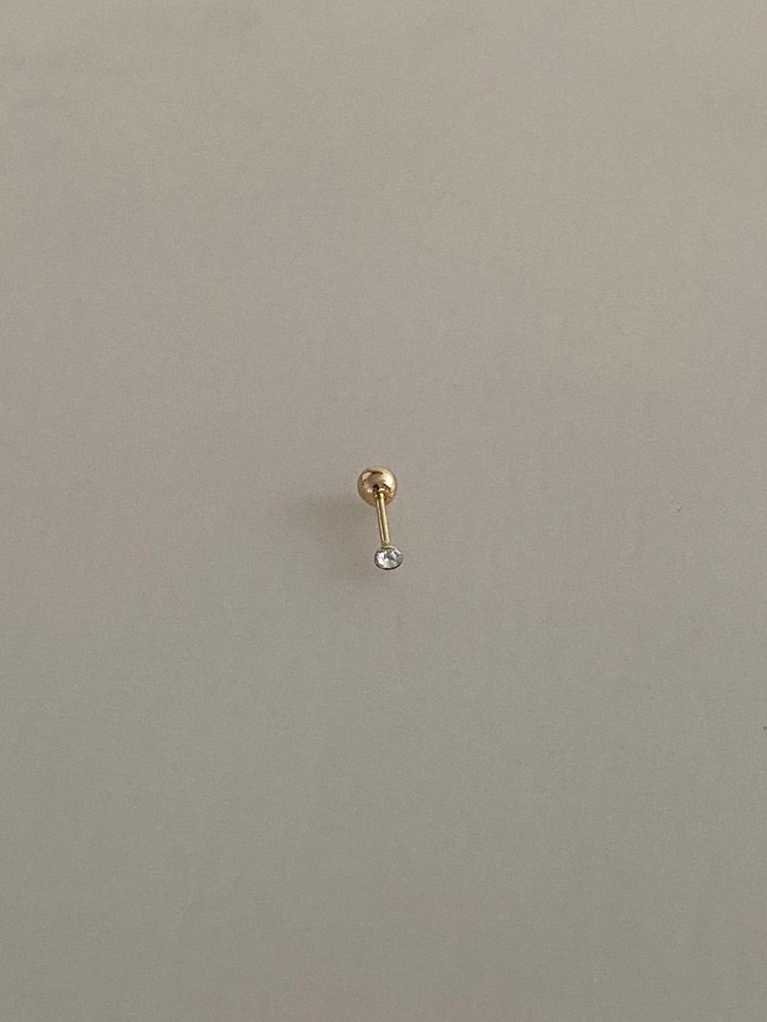 14K 골드 초미니 퓨어 큐빅 피어싱 (2mm)