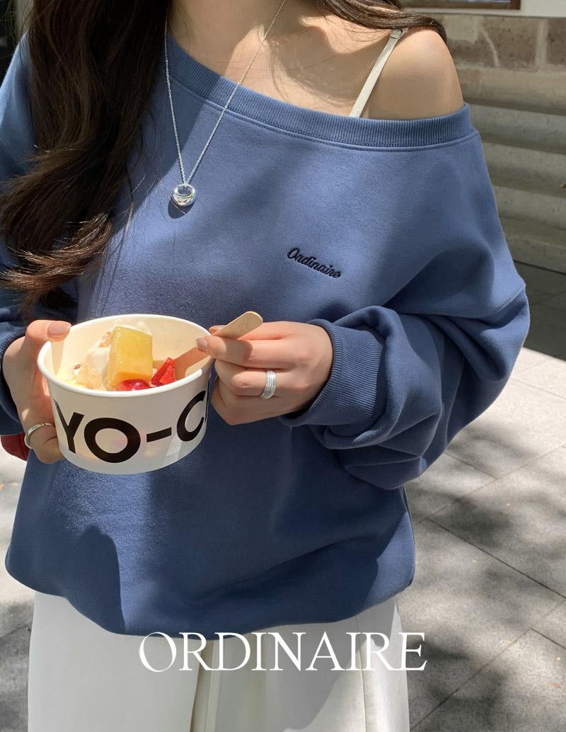 [🌷얼리스프링][ordinaire] 페이버 오프숄더 맨투맨 (블루/단독주문시오늘출발)