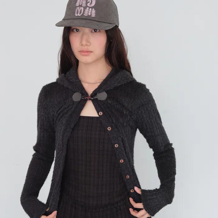 Toggle Hooded Cardigan (Black)