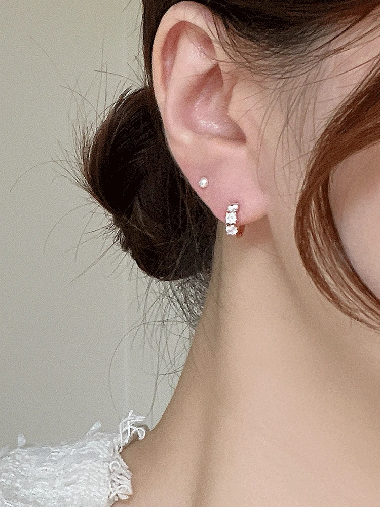 925 silver 3 cubic one-touch earring (원터치)