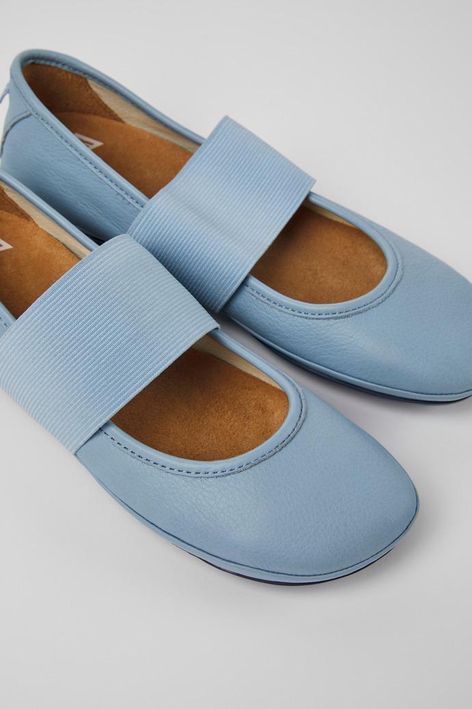 Blue leather ballerinas for women