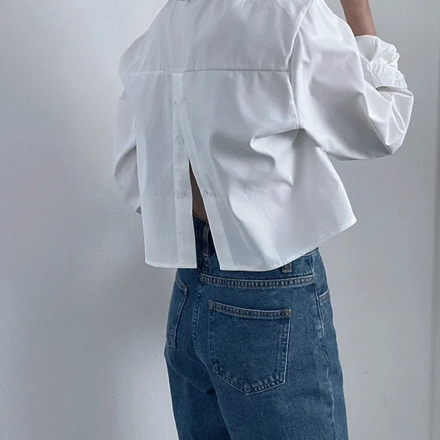(뒷트임) 도톰버전 데일리 크롭 셔츠