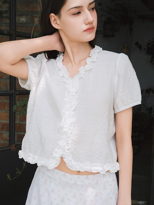 [단독] G Frill Detail Seersucker Puff Blouse_3colors