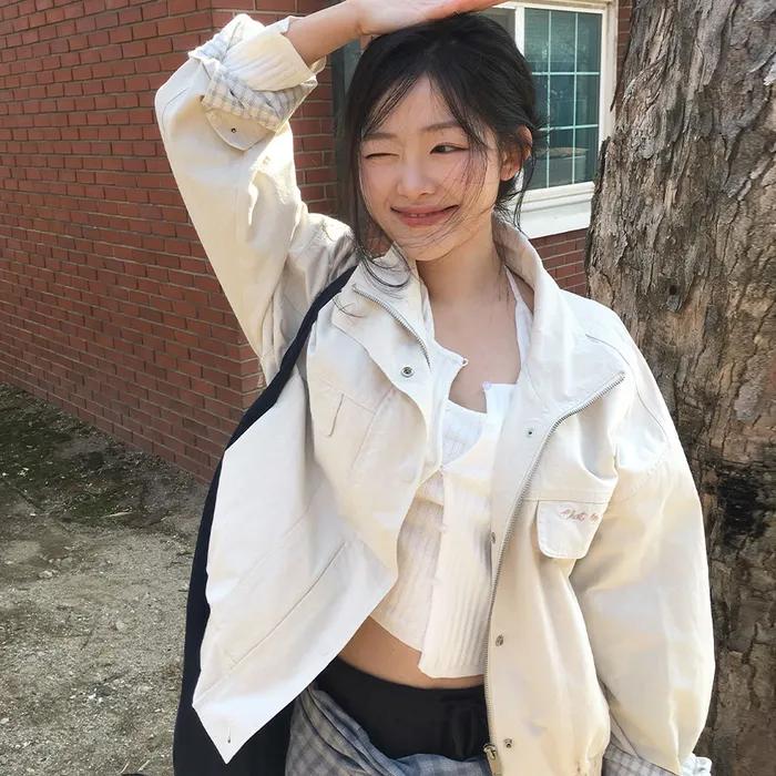 [정린착용/4차 REORDER] HIGH-NECK COTTON WASHED BOMBER JUMPER [LIGHT BEIGE]