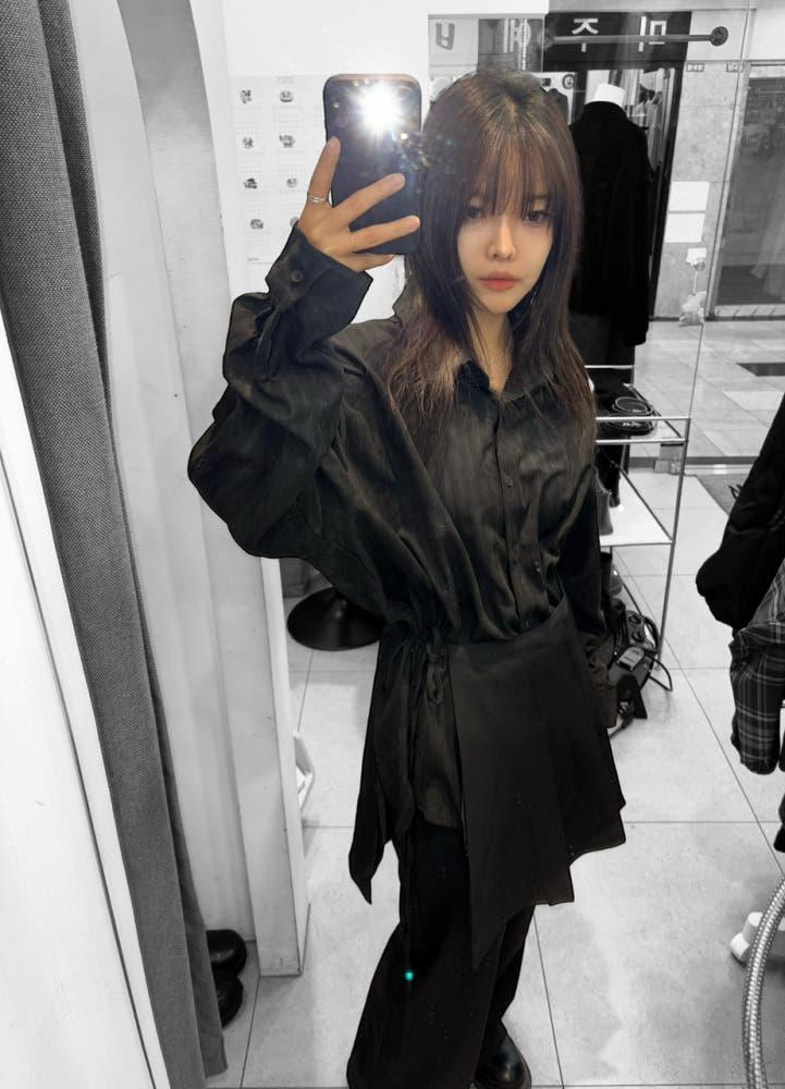 스웨이드 스트라이프 셔츠 (2color)