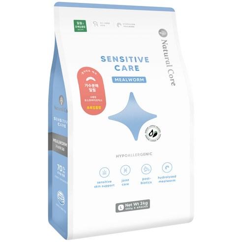 네츄럴코어 센시티브케어 밀웜 큰입자 건식사료, 곤충, 3kg, 1개