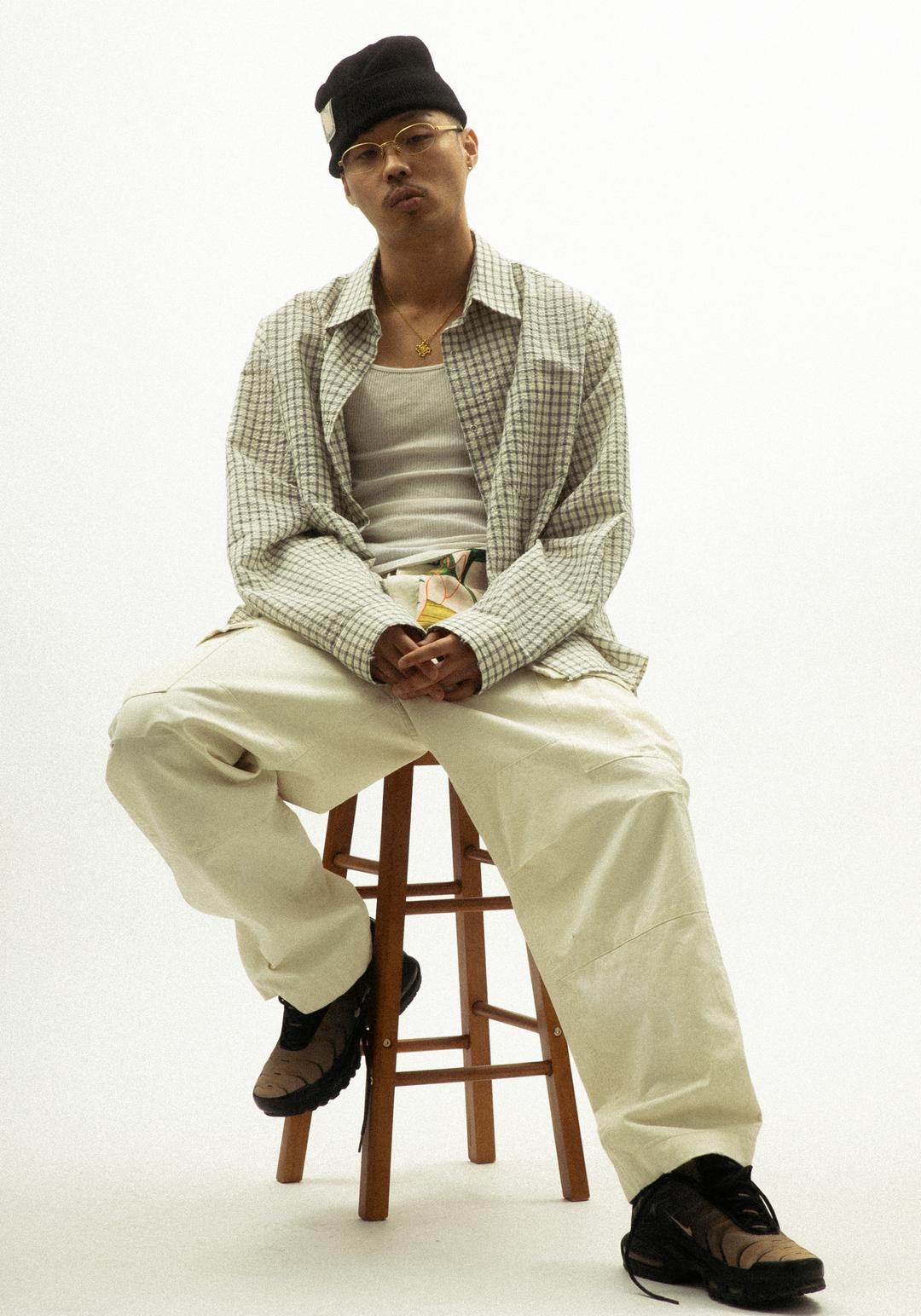 Back Logo Check Shirts [ Ivory ]