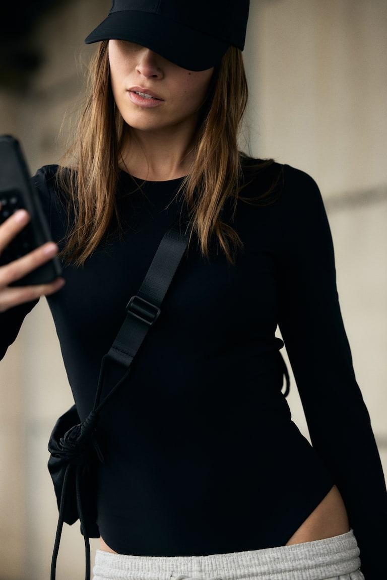 롱 슬리브 Thong 바디수트 Sculpting