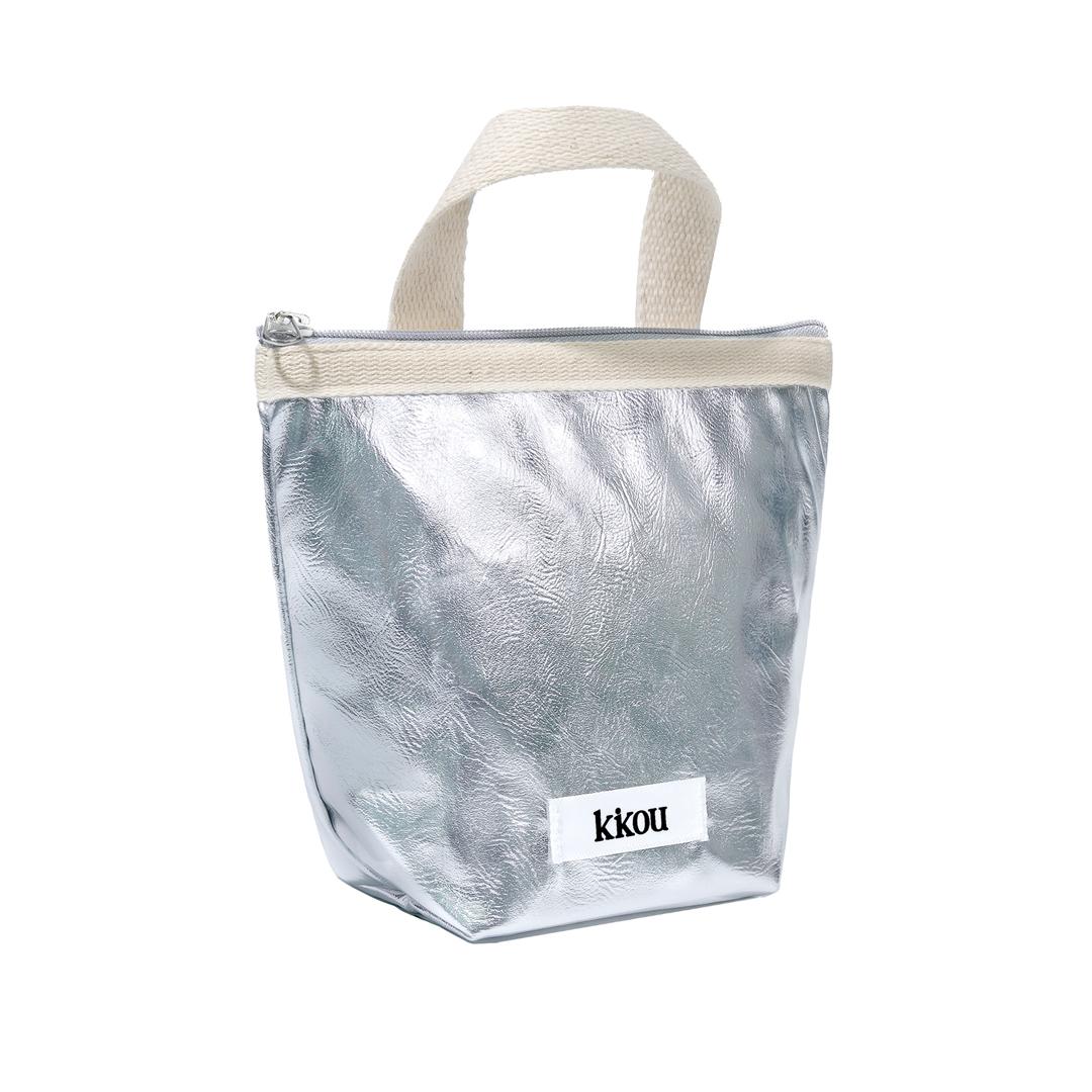 COMPACT HANDLE POUCH (GLOSSY SILVER)