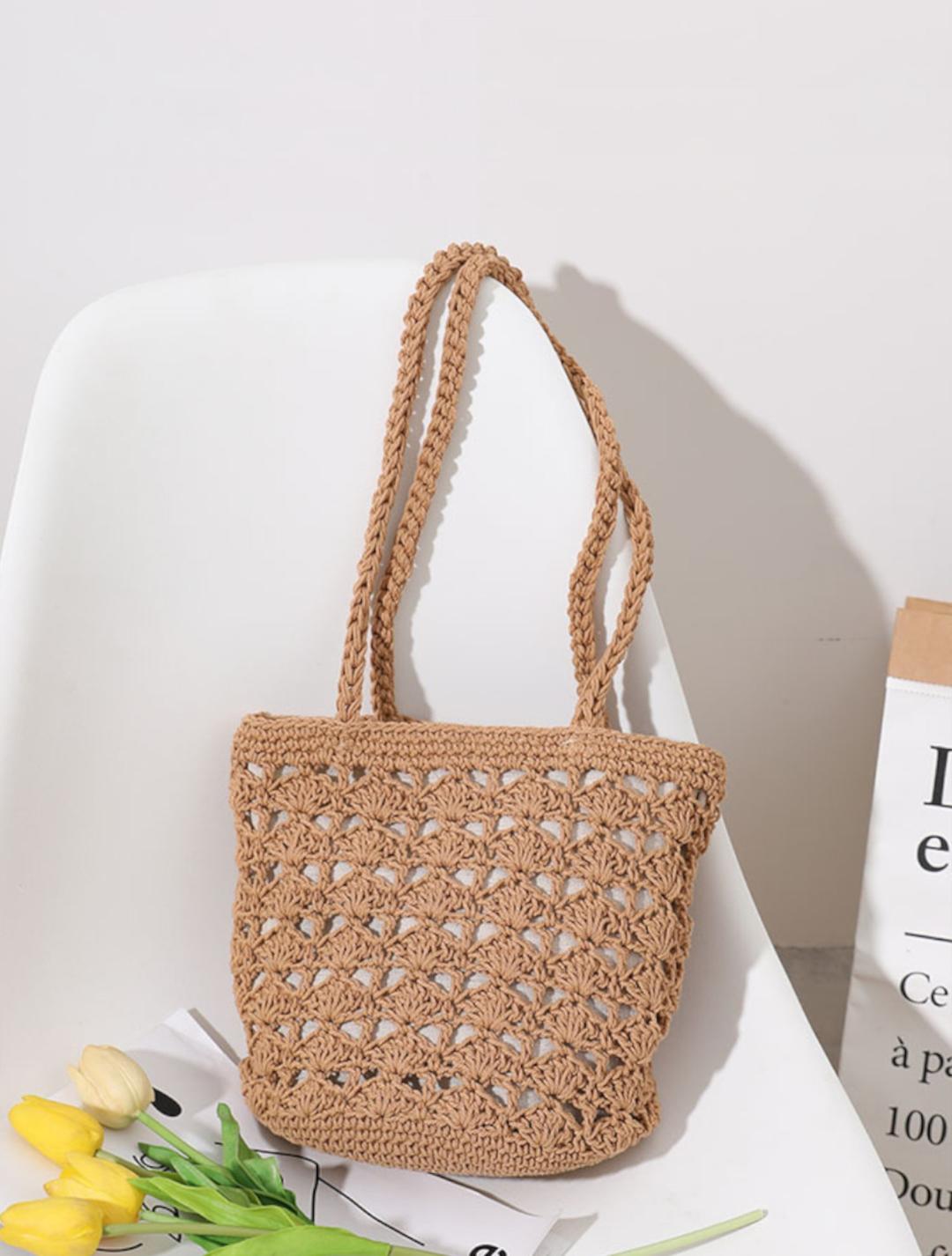 라라 손뜨개 면사 숄더백-베이지