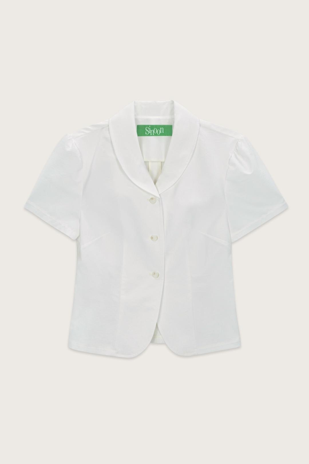 V-Neck Half Blouse Jacket (White)