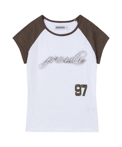 SPRAY LOGO SLUB RAGLAN TEE BROWN