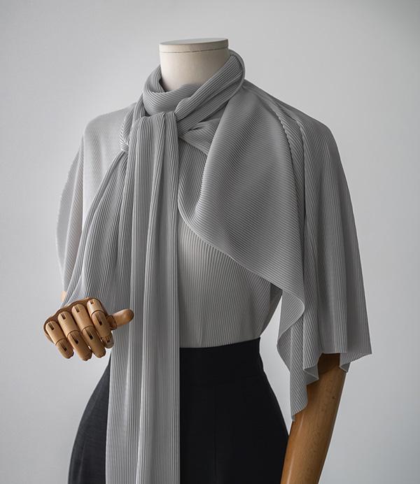 Sarah 플리츠 숄 반팔탑<span style=font-size:0pt