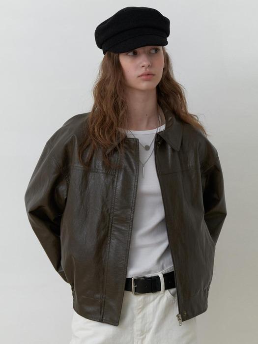 A FAUX LEATHER JUMPER_BROWN