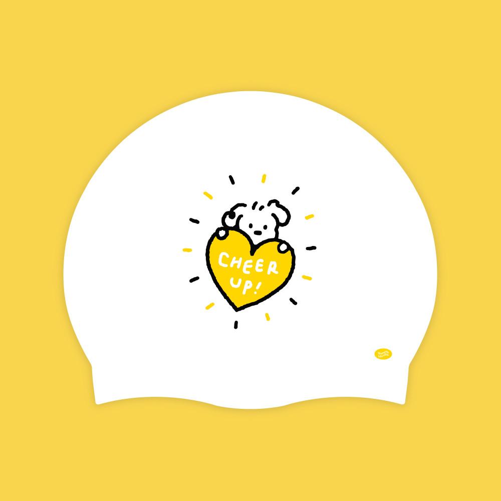 치얼업퍼피 / 디에떼스튜디오 강아지캐릭터수모 귀여운수영모자 노란색수모