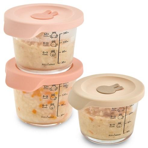 아띠래빗 원형 유리 밀폐 이유식 용기 3종 세트 - 이유식/분유보관 | 쿠팡