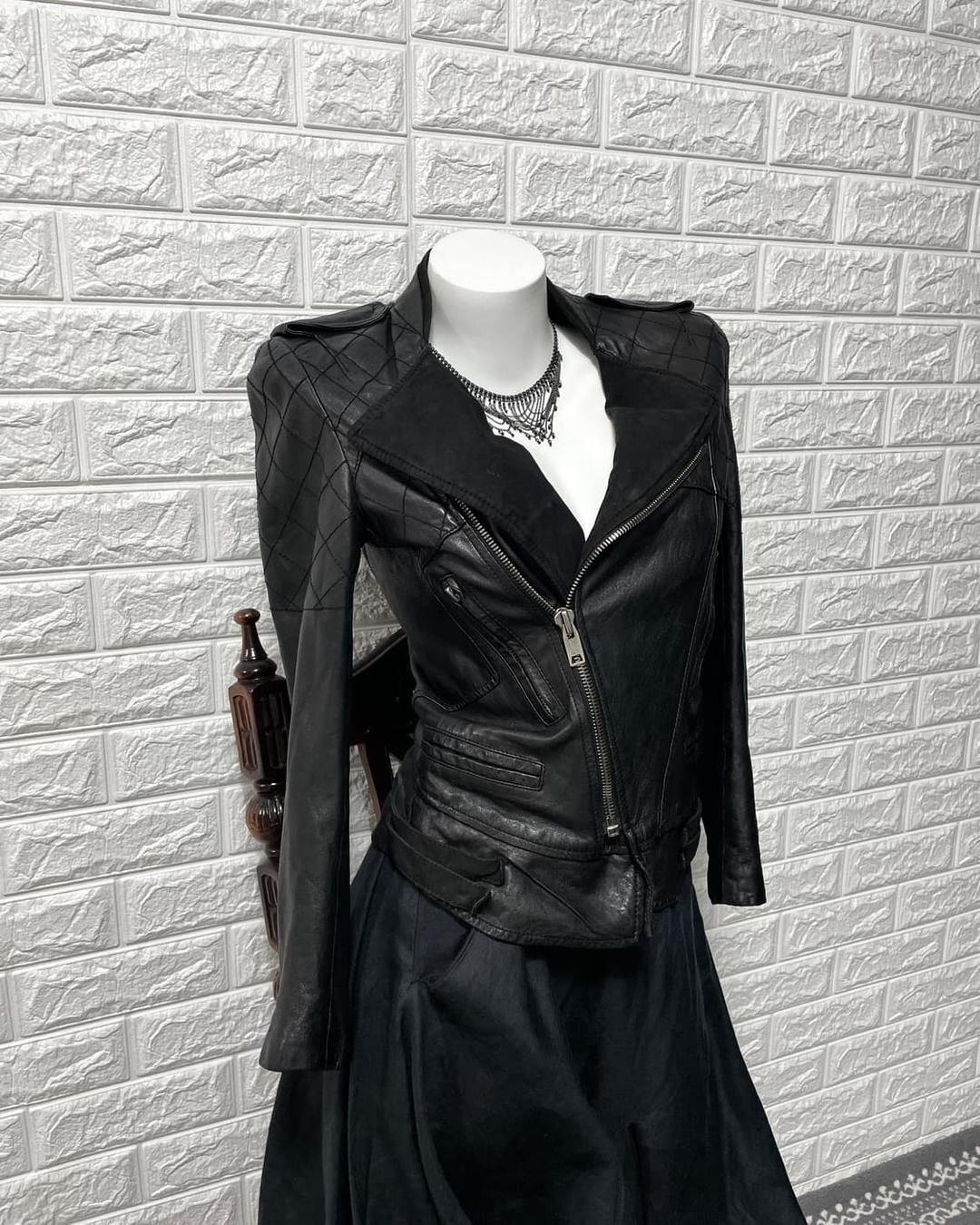 System 시스템 램스킨 사선집업 레더자켓 | 후루츠패밀리