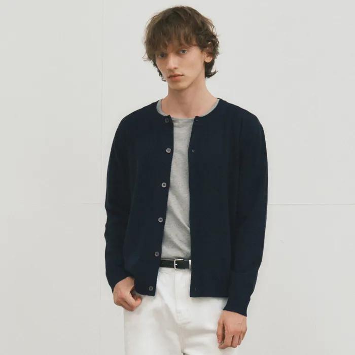 Crop Crew Neck Knit Cardigan_NAVY(WC25-KN63)
