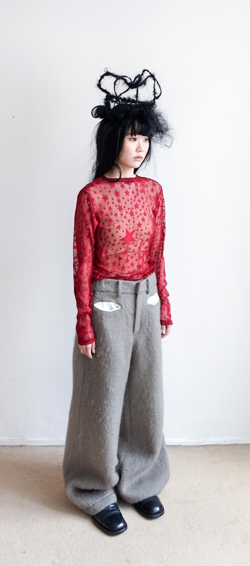 [fa.er.ie] star mesh button cardigan (wine)