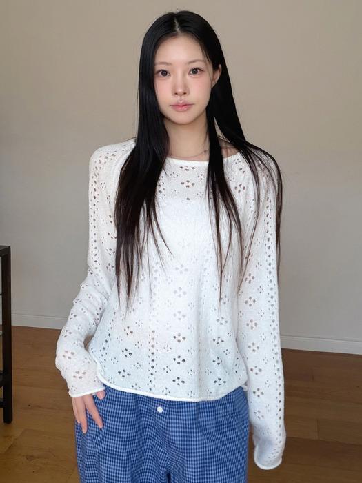 [지현서 PICK] POINTELLE KNIT TOP (WHITE)