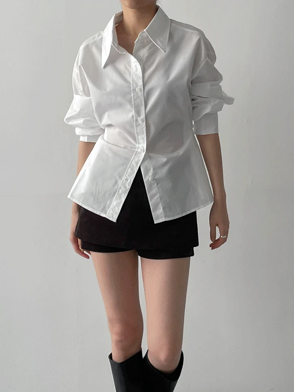 [허리잘록핏] 빅카라 스냅 루즈핏 셔츠 (5C)