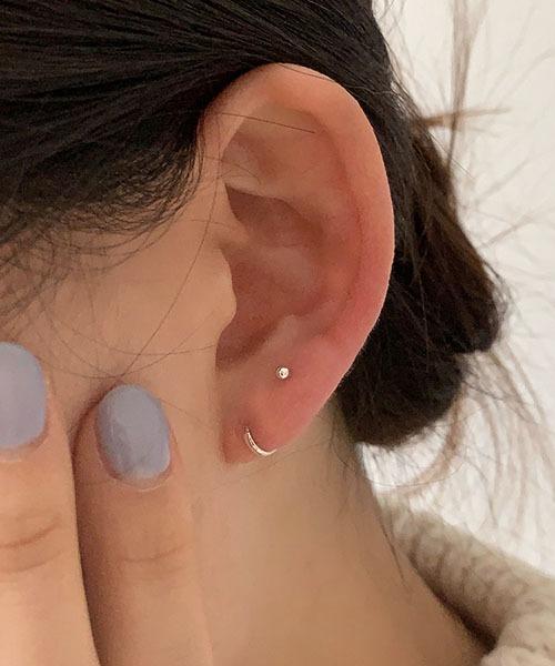 (silver925) 미니 원터치 링, 2mm 귀걸이 세트