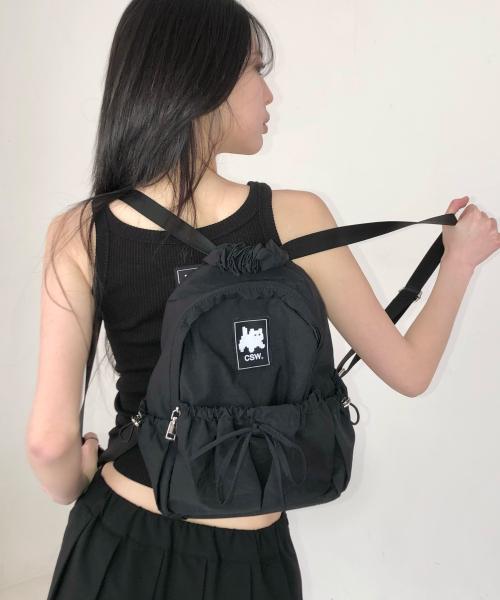 보니 리본 셔링 미니 백팩 (남녀공용)